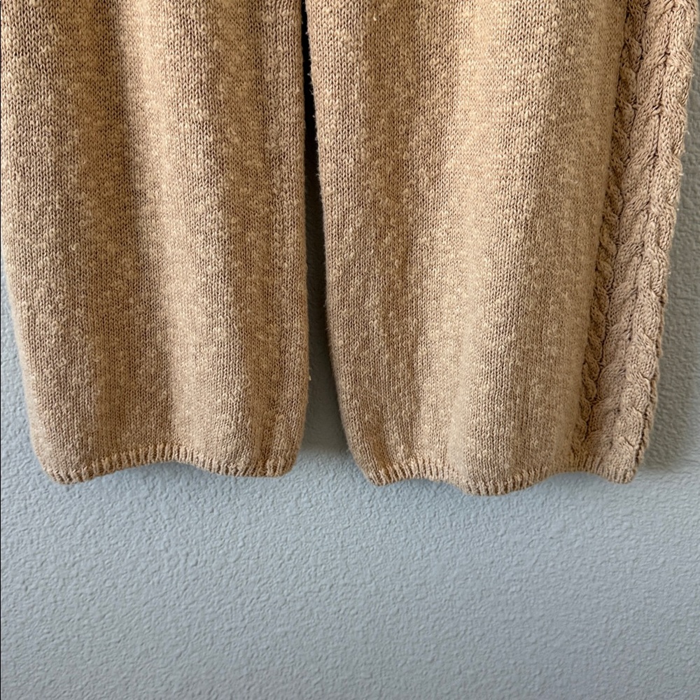 Spell And The Gypsy Yellowstone Tan Linen Wide leg Knit Pants Cable Knit L - Picture 12 of 13
